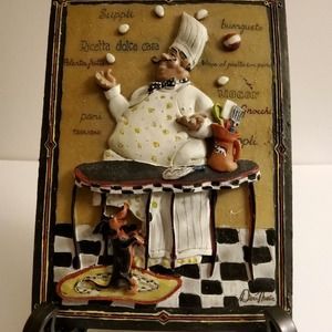 Wall Hanging Chef Juggling Vegetables In Bas Relief